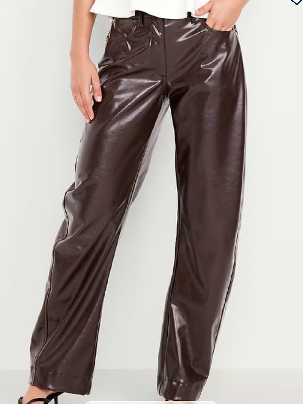 Old Navy NWT Faux Leather Barrel Leg Pants Brown Size 6